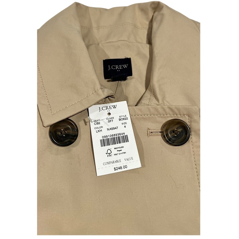 NWT J.Crew Classic Trench Coat Light Khaki Tan Women's 4 - Picture 3 of 16